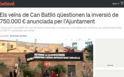 Els veïns de Can Batlló qüestionen la inversió de 750.000 € anunciada per l’Ajuntament